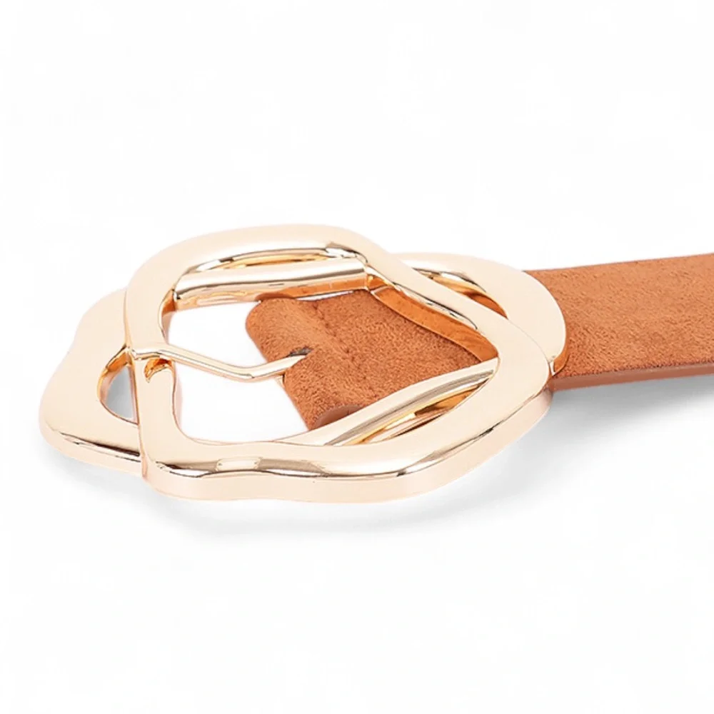 Vegan Suede Statement Belt - Brown, Camel, Black